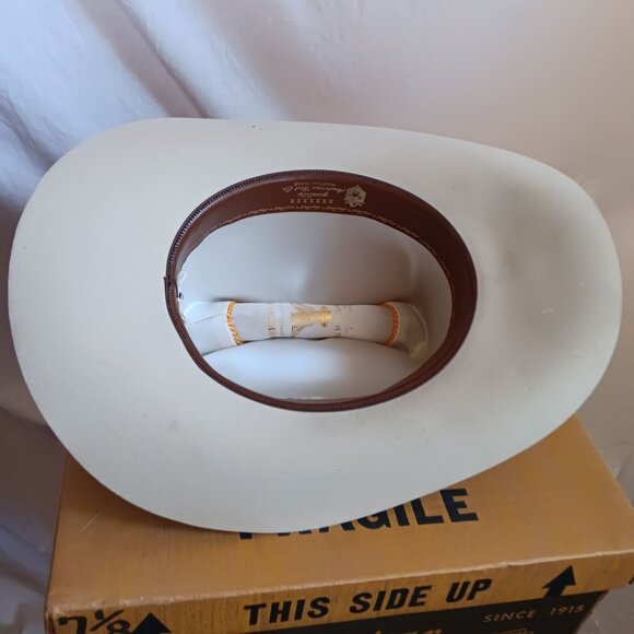 Men's Vintage American Hat Co. 7 1/8 Cream Western Cowboy Hat In Box - Picture 6 of 16
